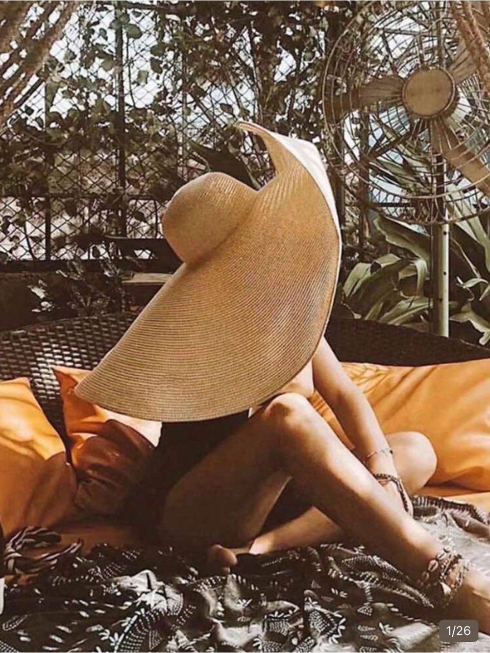 Oversized Sun Hat - Natural Beige